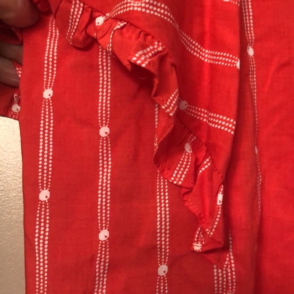 Maeve Anthropologie poppy red short flutter sleeve blouse- NWOT Sz M - Picture 6 of 7